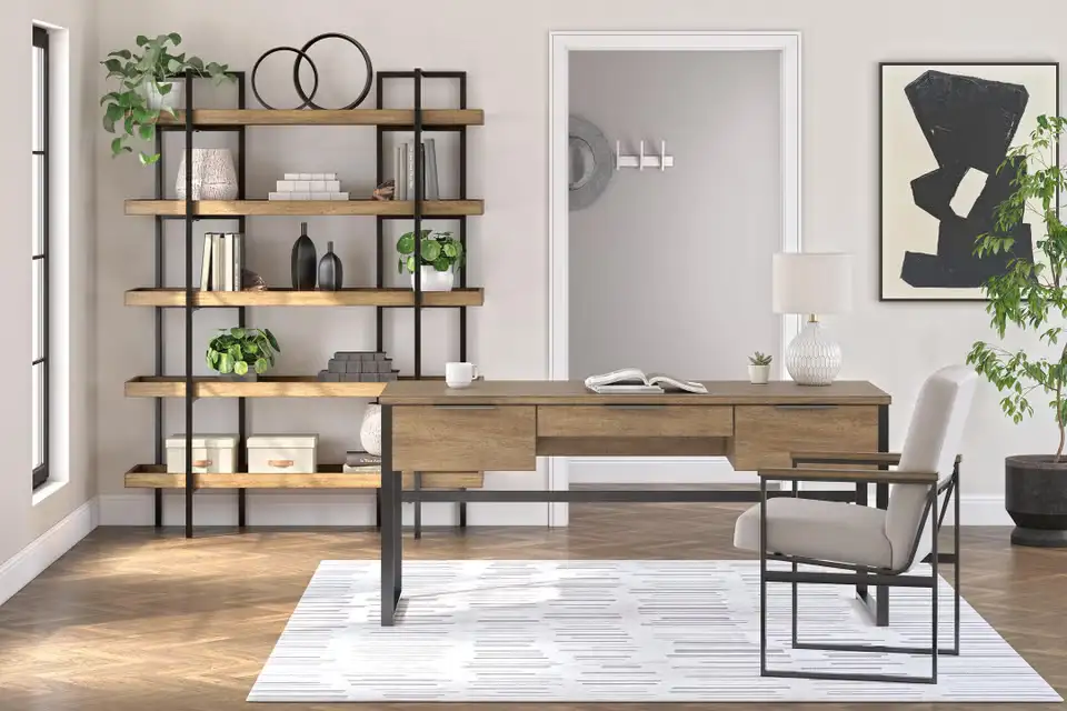 Ashley Furniture Montia Home Office Desk with Chair and Storage